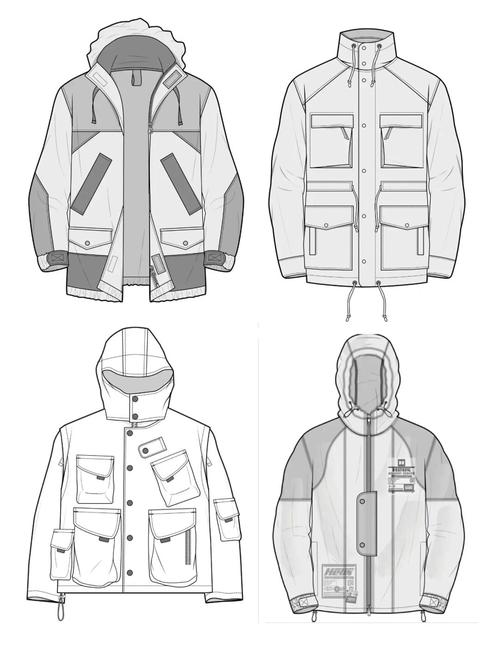 服装设计款式图—21款99户外机能夹克0599_服装