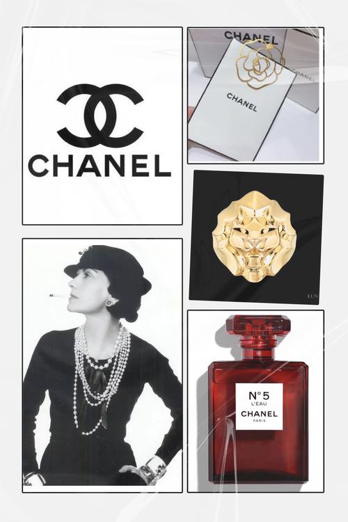香奈儿元素:双飞标志,狮子,山茶花,5号香水,黑色,平顶帽