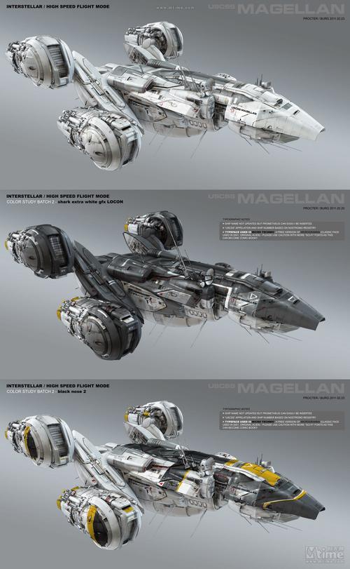【《普罗米修斯》概念设计图】普罗米修斯号飞船的整体模型设计稿.