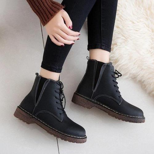 新款百搭韩范儿马丁靴女鞋潮 2017 韩版系鞋带短靴冬季秋季春秋春季