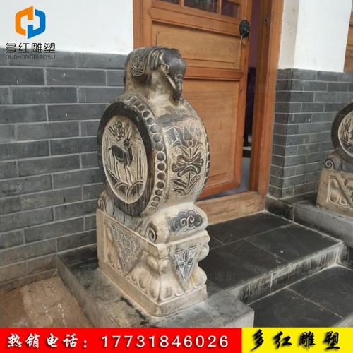 多红雕塑石雕门墩抱鼓石庭院别墅家用吉祥如意镇宅大象门鼓青石仿古做
