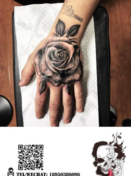 手背玫瑰_纹身图案手稿图片_陈凡的纹身作品集