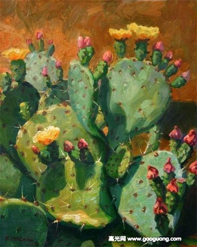 优秀的仙人掌油画作品集,静物油画图片大全