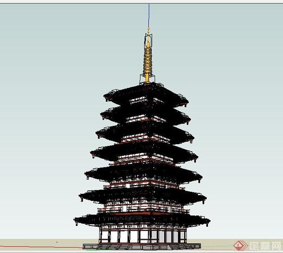 某园林景观室外塔建筑设计su模型