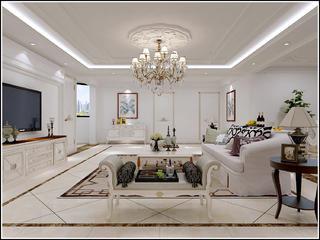 新古典三居装修客厅顶面造型图