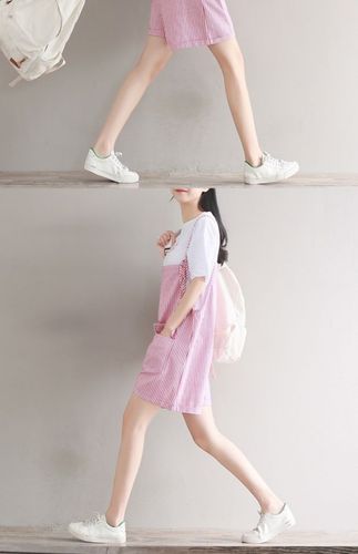 女童夏季背带短裤套装13大童女装夏装12岁15胖女孩宽松大码两件套_7折