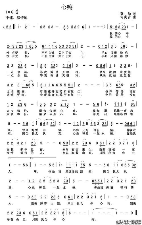 心疼_通俗音乐,简谱,曲谱,吉他谱乐园 - 找谱网国内最