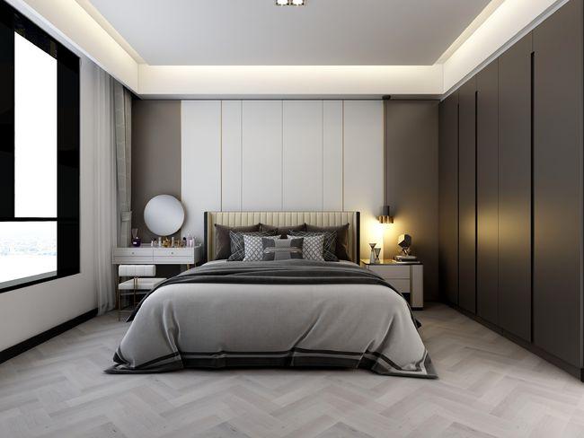 红墅湾130平米现代港式轻奢风格平层装修案例|卧室