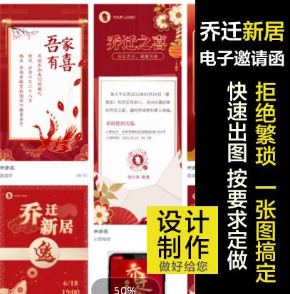 乔迁之喜电子请柬新居入伙微信请帖新居落成电子邀请函卡企业乔迁
