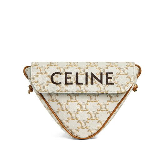 2021春夏新款 男士白色三角形凯旋门帆布经典老花翻盖单肩斜挎包