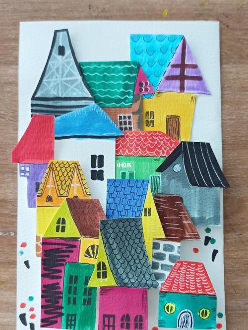 拼贴画小房子_儿童创意画_文化_绘画