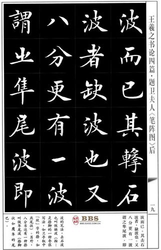 王羲之楷书《题卫夫人笔阵图后》