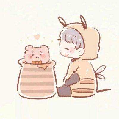 半简笔画情侣头像,愿喜