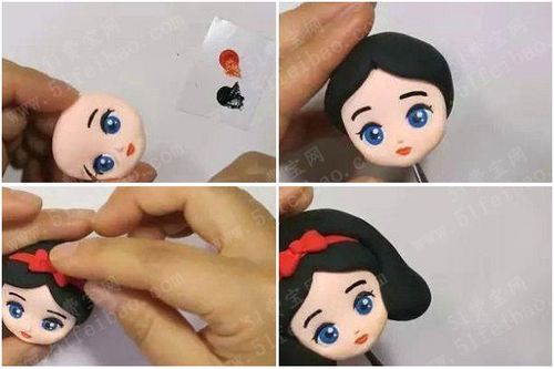 白雪公主超轻粘土作品粘土卡通人偶白雪公主与红苹果