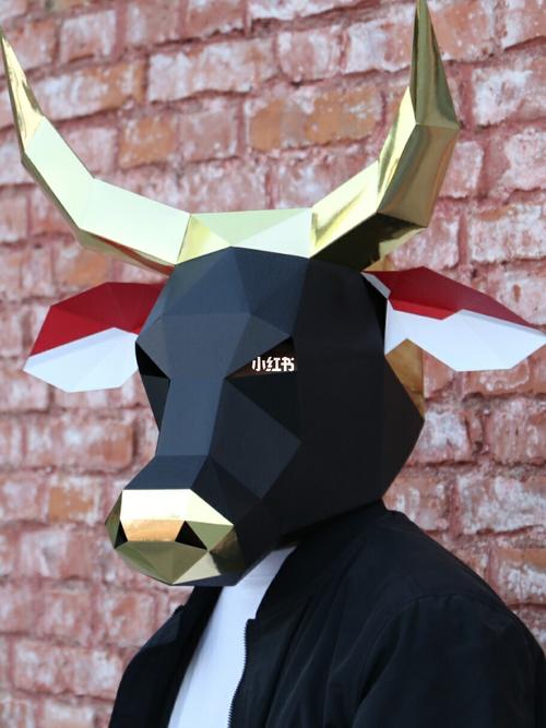 diy手工制作创意牛头纸模面具头套