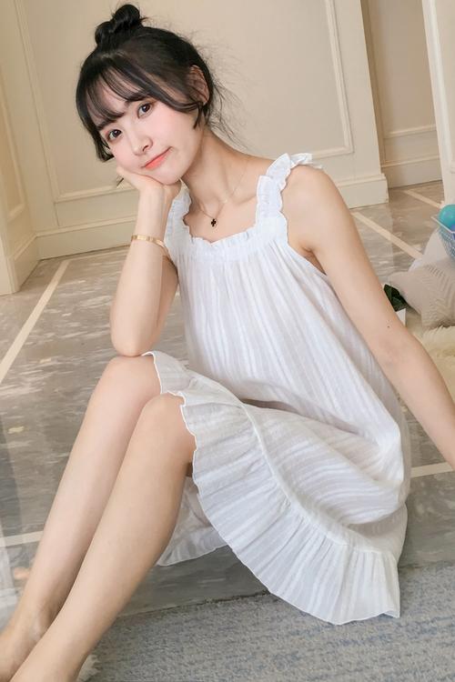 夏季ins风纯棉吊带睡裙女夏天韩版小清新甜美睡衣宽松家居服