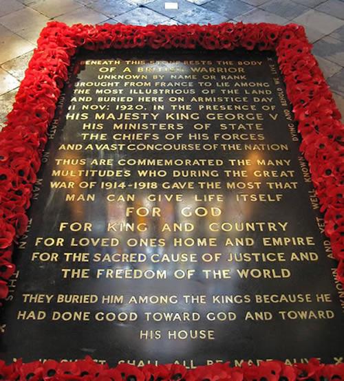 英国伦敦西敏寺确实存在一座无名氏墓碑,是为了纪念因第一次世界大战