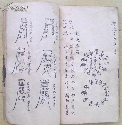 旧抄本(写本)大量符咒图书法精湛(主要内容:符咒治病,驱鬼,招魂等)