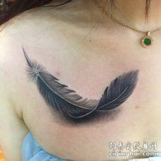 羽毛锁骨纹身 锁骨漂亮唯美的羽毛纹身图案 一键登录,快速求稿