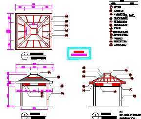 景观四角凉亭设计图