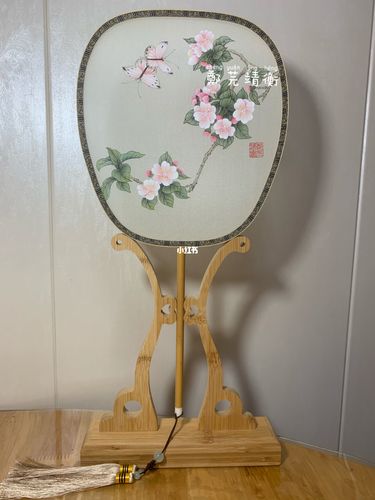 纯手绘国画工笔花鸟绢面团扇,带步骤图_团扇_手绘_国画_钛白_手绘团扇