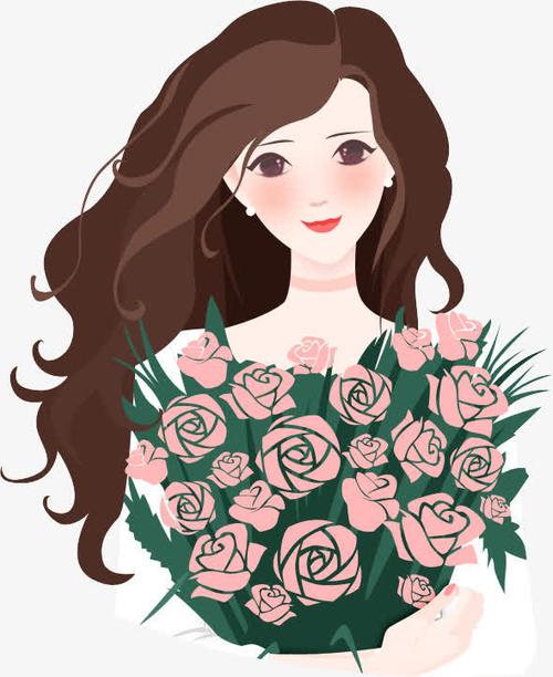 手绘花朵服装长发美女