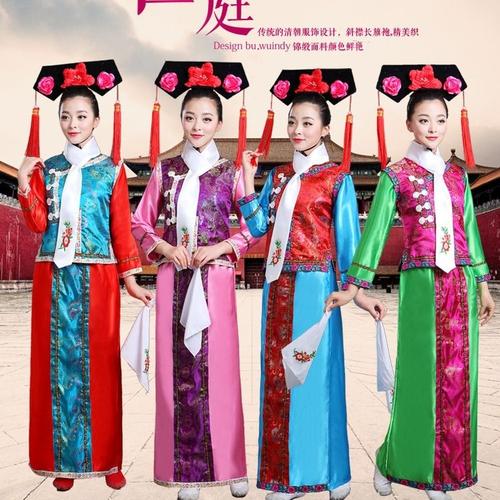 清朝公主古装小燕子还珠格格女满族旗服宫女戏服甄嬛宫廷服装红色m