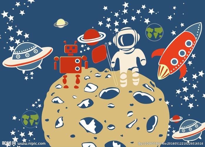 卡通月球星空漫步图片