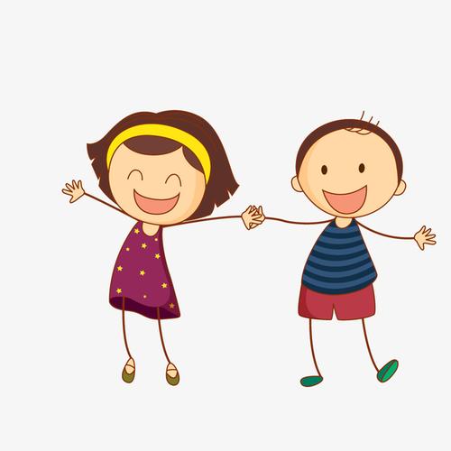 关键词 : 黄色,蓝色,男孩,女孩,卡通,手绘,简图,牵手