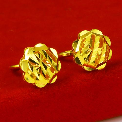 正品黄金耳钉女款9999足金纯金耳环向日葵花朵送妈妈礼物真金首饰