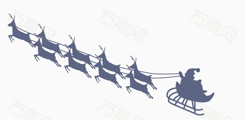 圣诞老人拉雪橇剪影