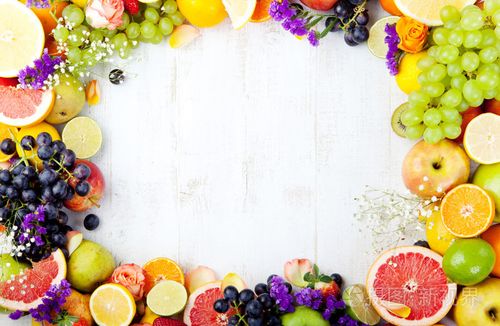 水果浆果花框白色木制背景. 副本