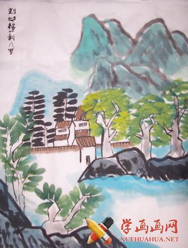 儿童山水画《山中留客》