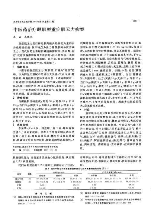 中医药治疗眼肌型重症肌无力病案