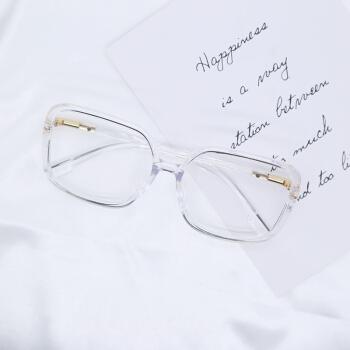 眼镜无度数男网红同款大框防蓝光眼镜复古平光镜男女时尚方框1312白色