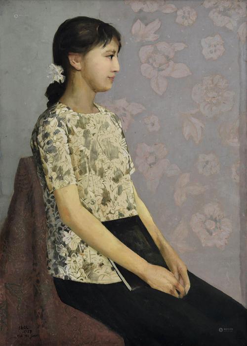0648 1978年作 少女肖像 布面油画