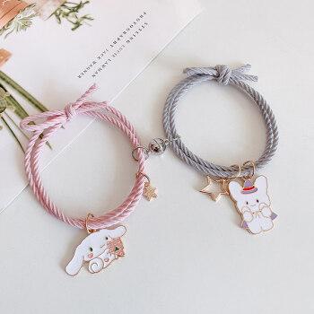 60小皮筋送男朋友情侣手链对磁铁相吸绑绳闺蜜男朋友小皮筋手绳男女