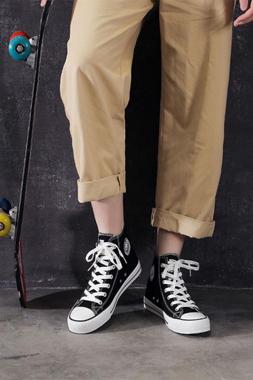 新款男鞋高帮高邦韩版潮流运动休闲经典款男士帆布鞋情侣休闲女鞋