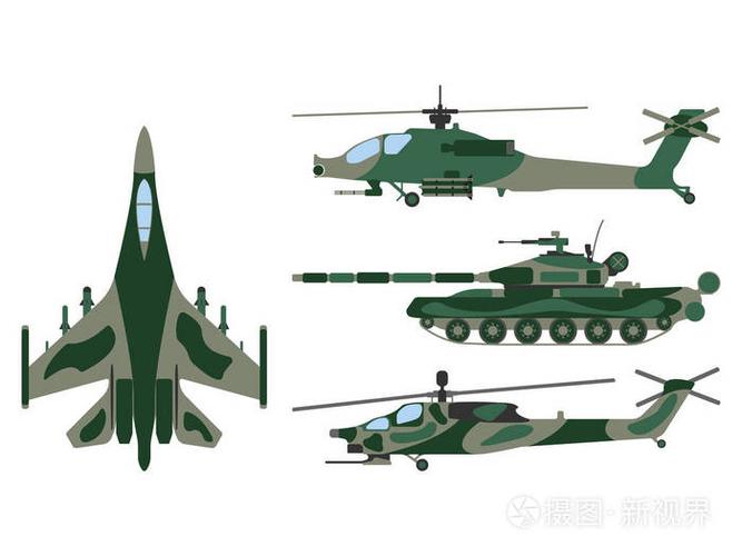 军事装备设置图标.矢量图