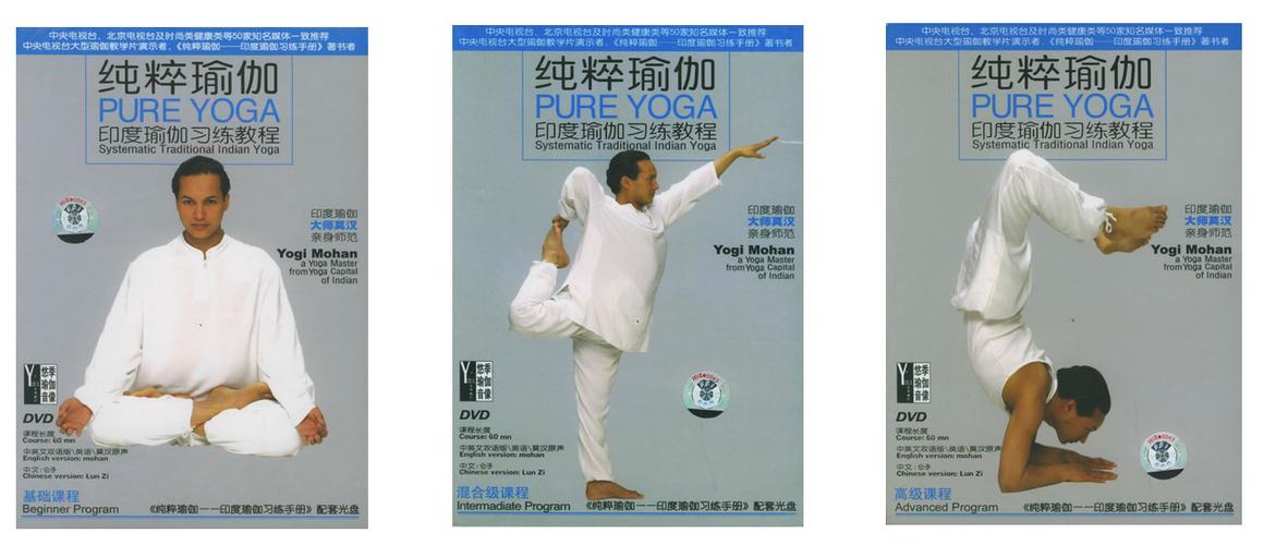 纯粹瑜伽:印度瑜伽大师莫汉亲身师范(基础/高级2dvd|混合1vcd)