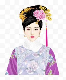 紫色碎花衣裙清朝古风美女