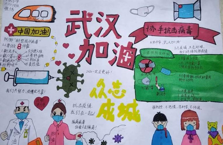 "艺"起加油 共同抗疫--汉川市分水小学防疫期间学生美术,书法,手抄报