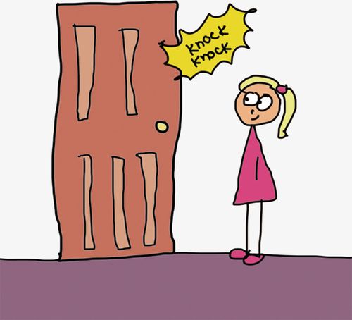 手绘卡通外部有人敲门