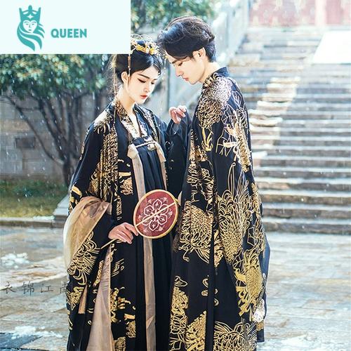 汉服女烫金大袖衫情侣cp套装交领对襟齐胸齐腰襦裙古装恋名媛视频