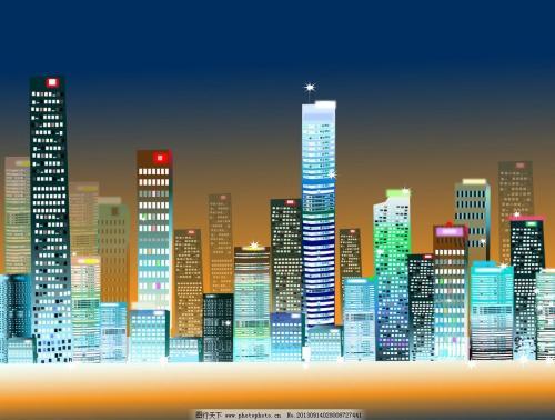 楼房夜景简笔画