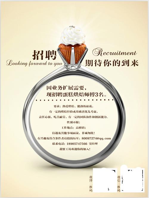 招聘海报 原创海报 甜品师招聘海报