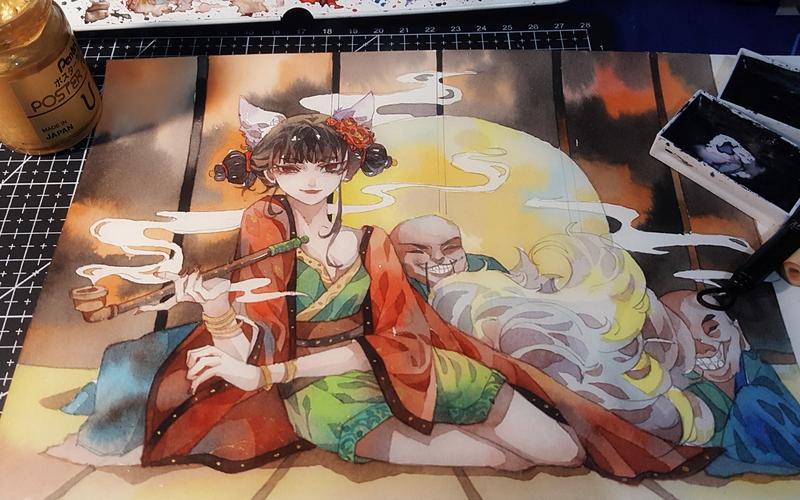 水彩过程】宝青坊主老狐狸