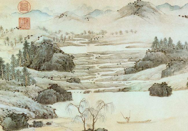 文徵明笔下的桃花源图600年前的绘画真妙构图严谨又漂亮