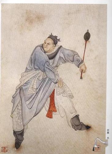 清代任薰水浒人物册精品