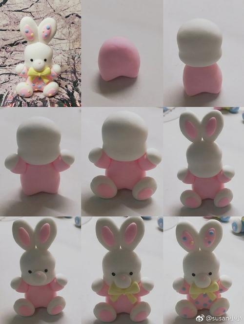 太空泥制作小熊小兔子动物教程图解